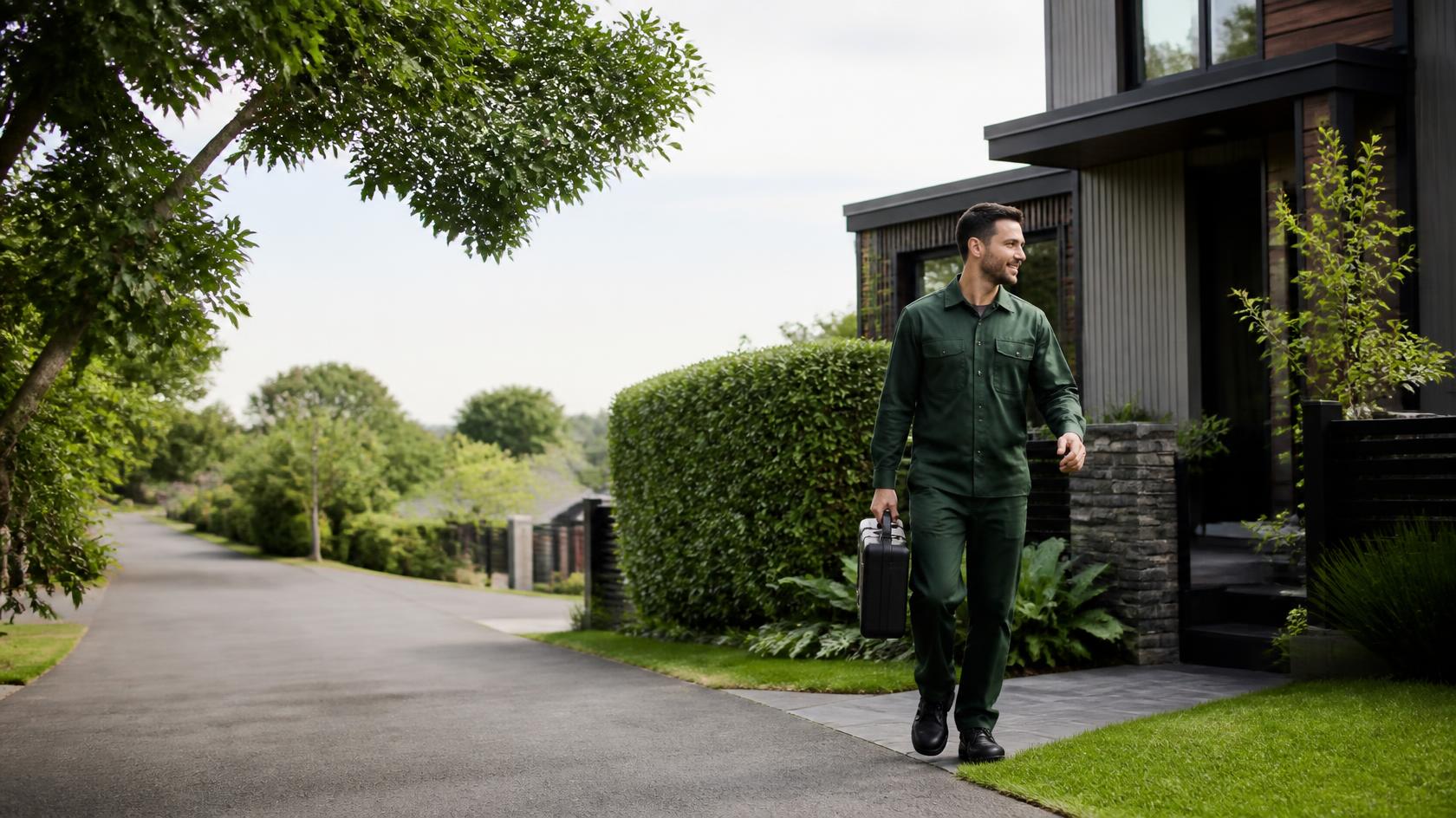 Pest control technician at an Auckland property